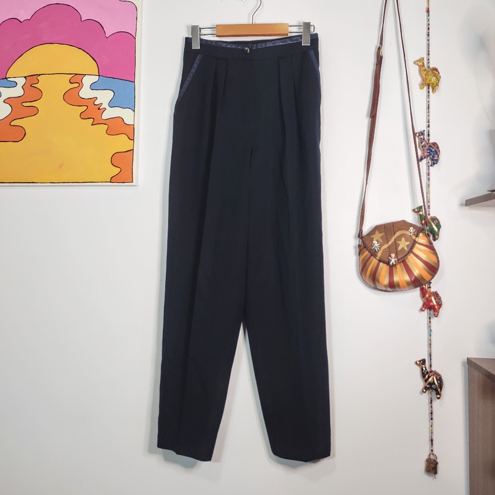 Vintage Wool Pants with "Leather" trim - Picture 5 of 12